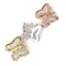 Estate 10K tri-colored gold floating diamond butterfly pendant