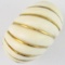 Estate genuine ivory & 14K yellow gold grooved dome ring