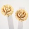 Pair of estate genuine ivory flower earrings