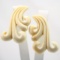 Pair of estate genuine ivory swirl earrings with gold posts & backs