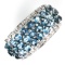 Estate unmarked 10K white gold diamond & blue topaz ring