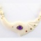 Estate genuine ivory amethyst, natural ruby, emerald & sapphire necklace with gold accents