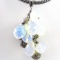 Estate sterling silver opalite pendant on a sterling silver woven necklace