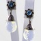Pair of estate Sajen sterling silver opalite drop earrings