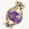 Estate LeVian 14K yellow gold diamond & amethyst ring