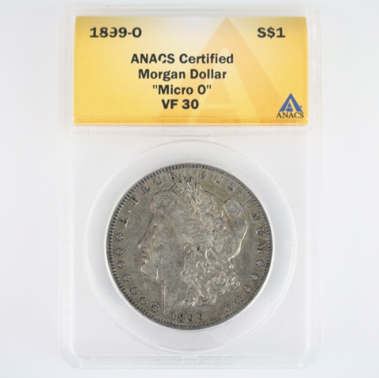 Certified 1899-O "Micro O" U.S. Morgan silver dollar