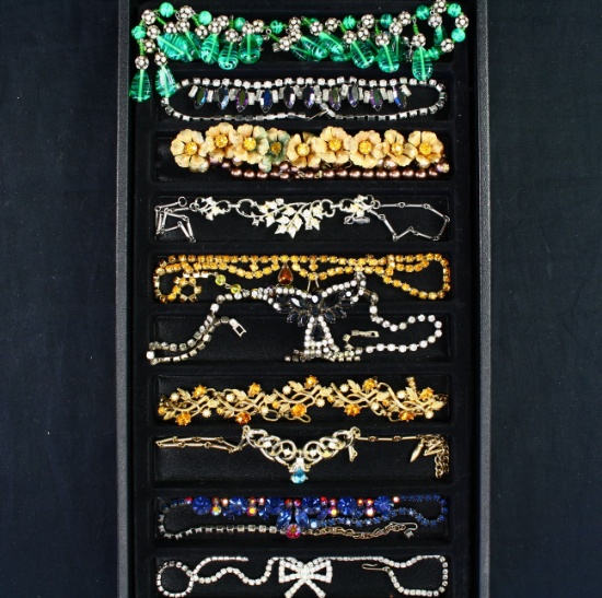 Lot of 10 vintage rhinestone necklaces