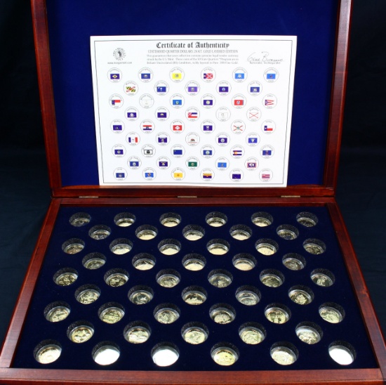 Complete set of 50 gold-plated U.S. state quarters
