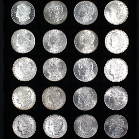 Roll of 20 about uncirculated U.S. Morgan silver dollars