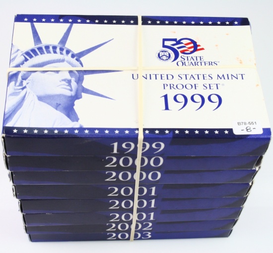 Lot of 8 early-2000s U.S. proof sets