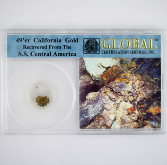 Pinch of authentic California placer gold recovered from the shipwrecked S.S. Central America