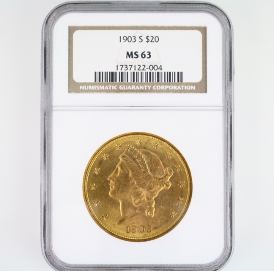 Certified 1903-S U.S. Liberty head $20 gold coin