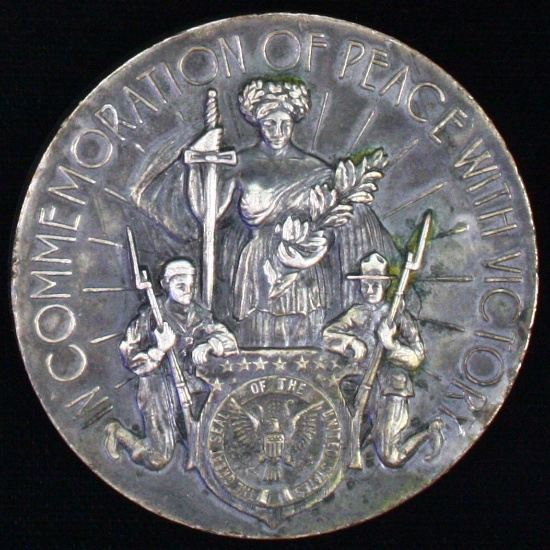 Large 1919 silver WWI Commemorative of Peace with Victory medal
