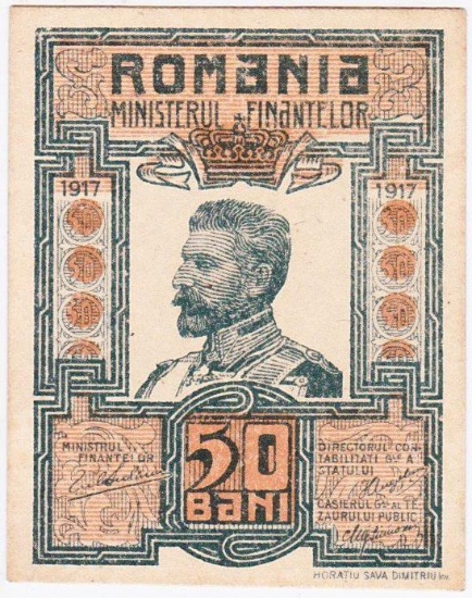 1917 Romania 50 bani banknote