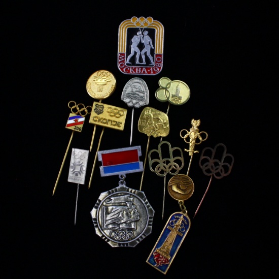 Collection of 13 different Olympic pins