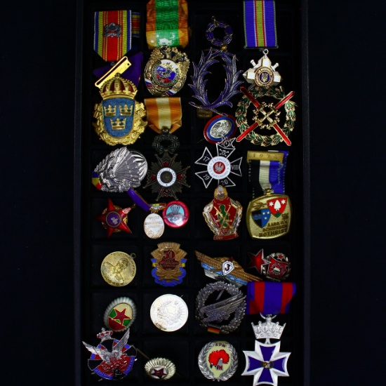 Lot of several Soviet & Soviet-related pins, badges & medals