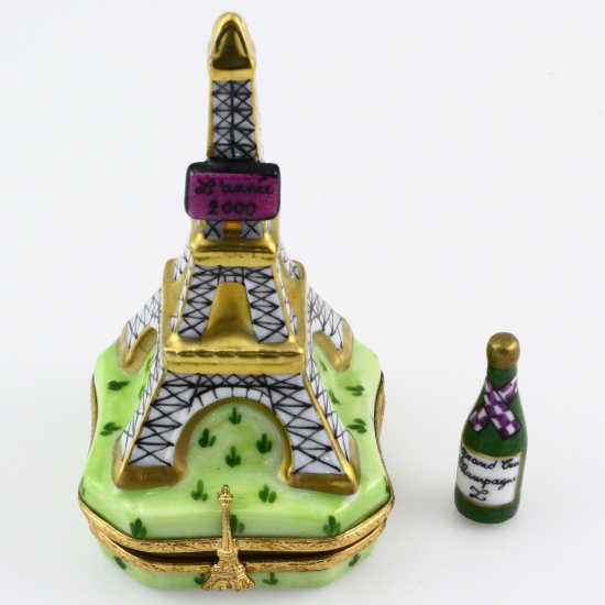 Vintage Artoria Limoges hand-painted limited edition Year 2000 Eiffel Tower porcelain trinket box