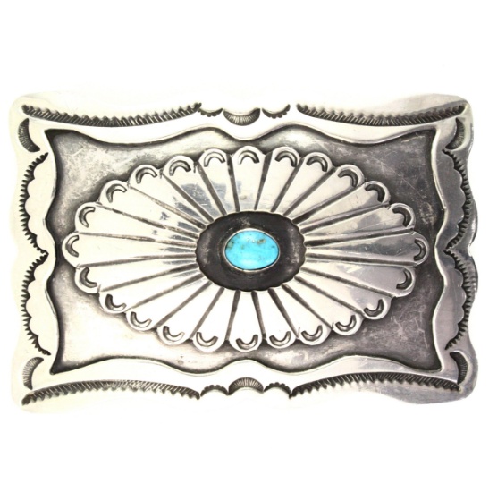 Estate W. Douglas sterling silver Native American turquoise belt buckle