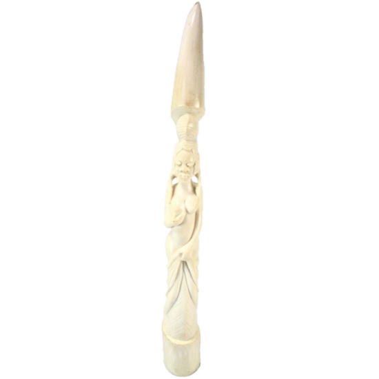 Genuine hand-carved ivory naked African woman figurine