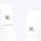 Pair of new 14K white gold diamond stud earrings