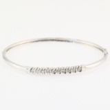 Estate 14K white gold diamond hinged bangle bracelet