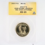 Certified 2007-P error U.S. John Adams presidential dollar