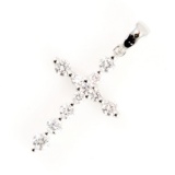 Estate 14K white gold diamond cross pendant