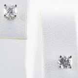 Pair of new 14K white gold diamond stud earrings