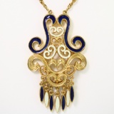 Vintage D'Orlan gold-plated enamel necklace