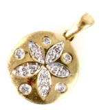 Estate 14K yellow gold diamond sand dollar pendant