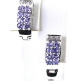 Pair of estate unmarked 14K white gold diamond & tanzanite earrings