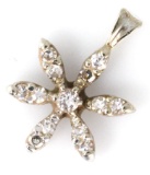 Estate unmarked 14K white gold diamond snowflake pendant