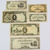 Lot of 4 WWII-era Japanese occupation of the Philippines banknotes