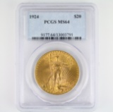 Certified 1924 U.S. $20 St. Gaudens gold coin