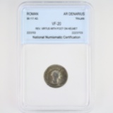 Certified ancient Rome Trajan (98-117 AD) silver denarius