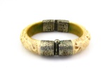 Estate genuine ivory hinged bangle bracelet