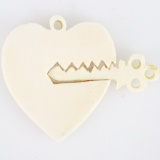 Estate genuine ivory heart & key pendant