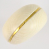 Estate genuine ivory & 14K yellow gold dome ring