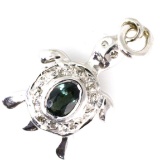 Estate 14K white gold diamond & natural alexandrite tortoise pendant