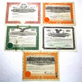 Lot of 5 vintage Texas oil company stock certificates