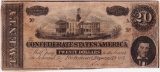 1864 Confederate States of America $20 banknote