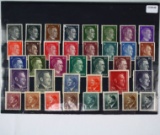Collection of 37 different uncancelled Nazi Germany Hitler postage stamps