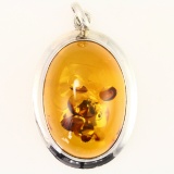 Estate sterling silver amber pendant