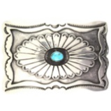 Estate W. Douglas sterling silver Native American turquoise belt buckle