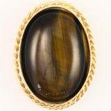 Vintage 14K yellow gold tiger's-eye pin