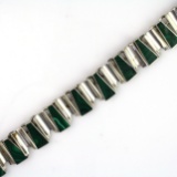 Estate sterling silver malachite necklace