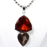 Estate sterling silver citrine & rutilated quartz necklace