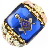 Vintage Black Hills Gold 10K yellow & rose gold Masonic ring