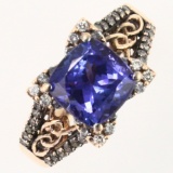 Estate LeVian 14K rose gold diamond & tanzanite ring