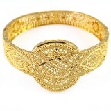 Estate 21K yellow gold Indian hinged bangle bracelet
